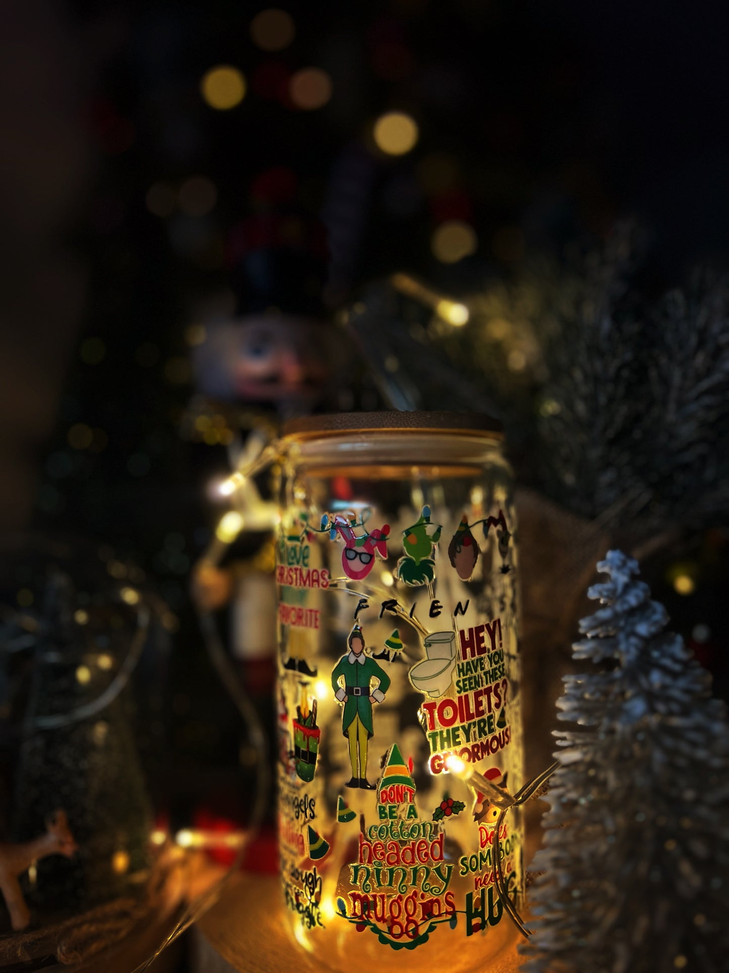 Verre avec Couvercle en Bambou et Paille - ELF
