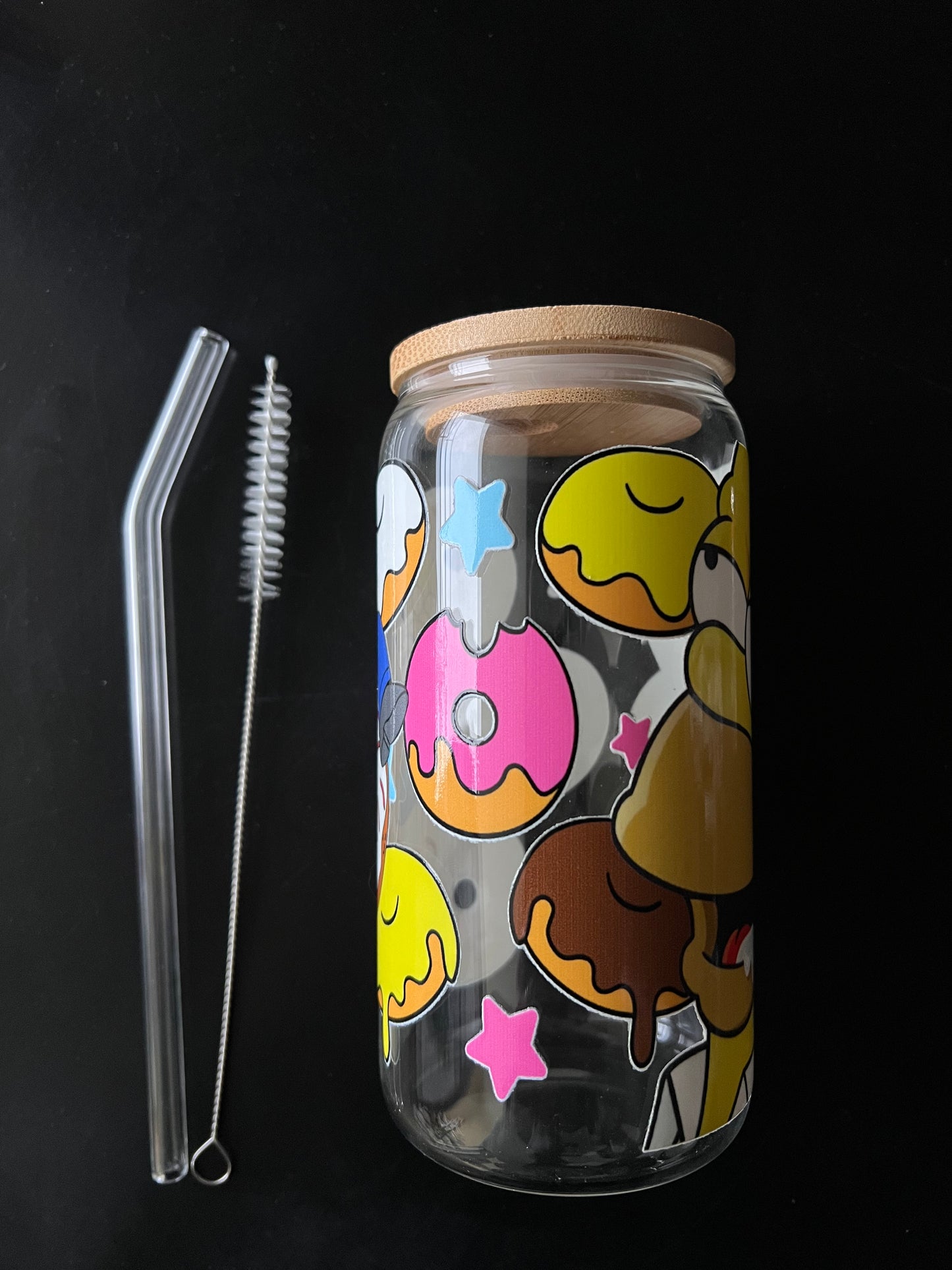 Verre avec Couvercle en Bambou et Paille - Les Simpsons