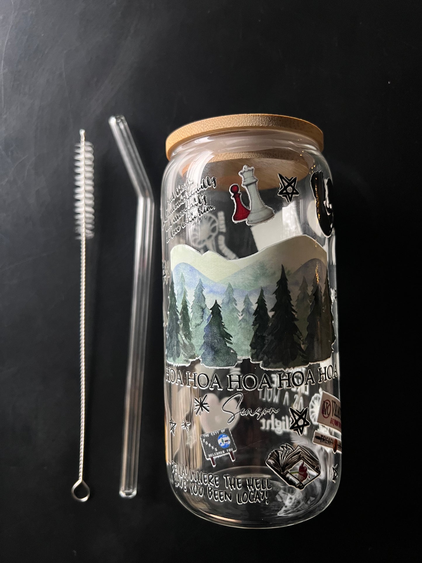 Verre avec Couvercle en Bambou et Paille - Twilight