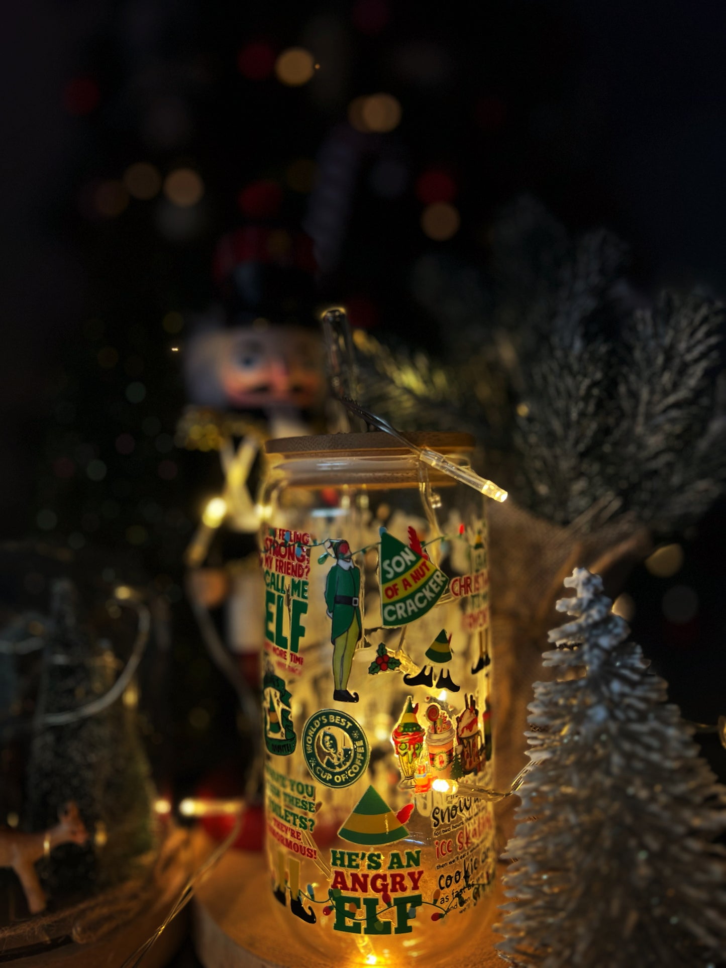 Verre avec Couvercle en Bambou et Paille - ELF