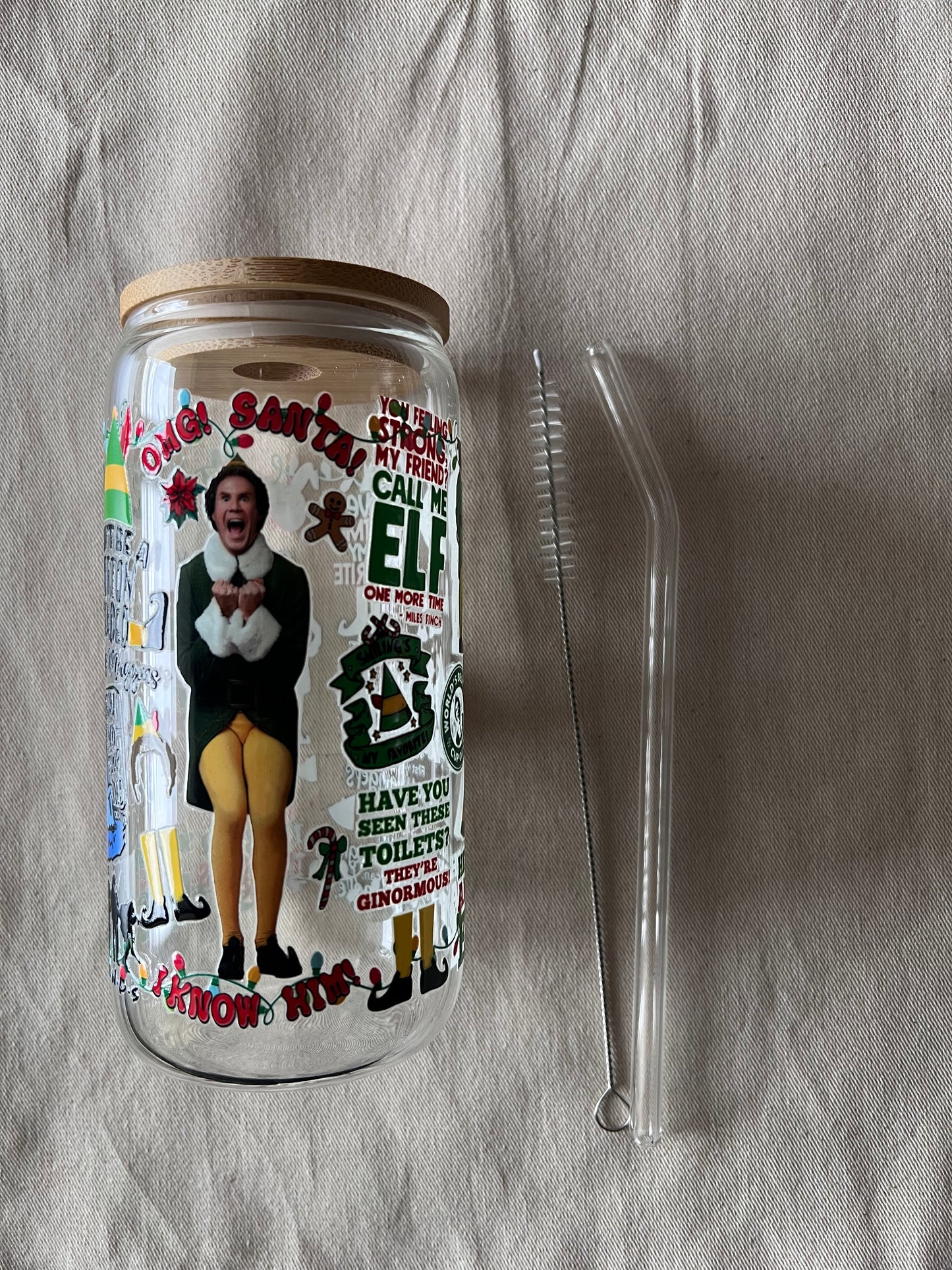 Verre avec Couvercle en Bambou et Paille - ELF