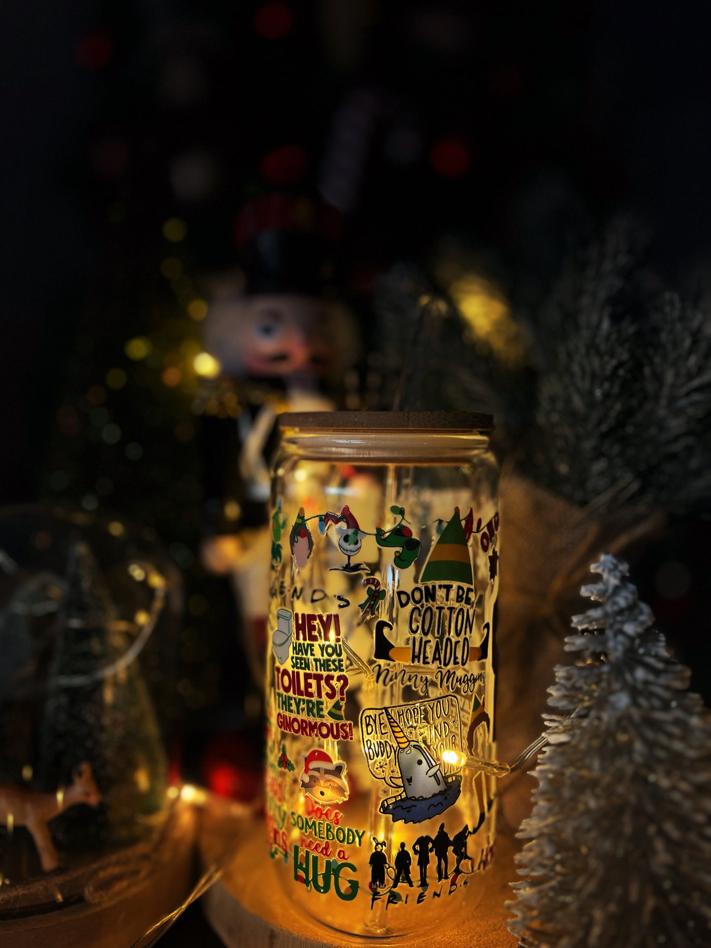 Verre avec Couvercle en Bambou et Paille - ELF