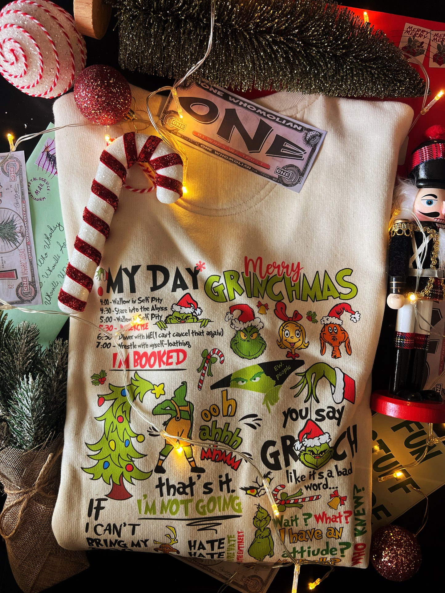 Box Noël - Grinch | Sweat-Shirt, Tote Bag & Verre avec couvercle en bambou