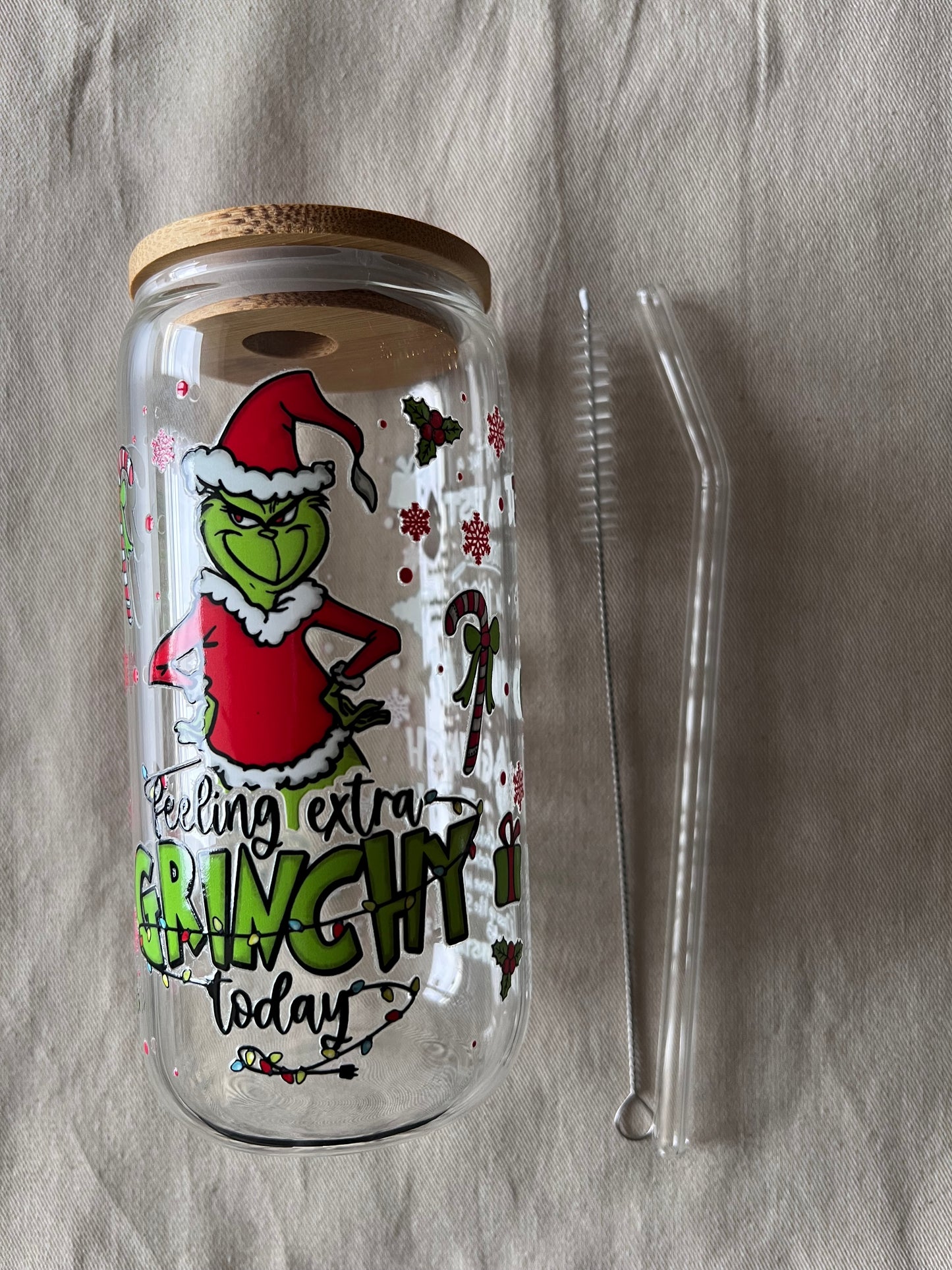 Box Noël - Grinch | Tote Bag & Verre avec couvercle en bambou